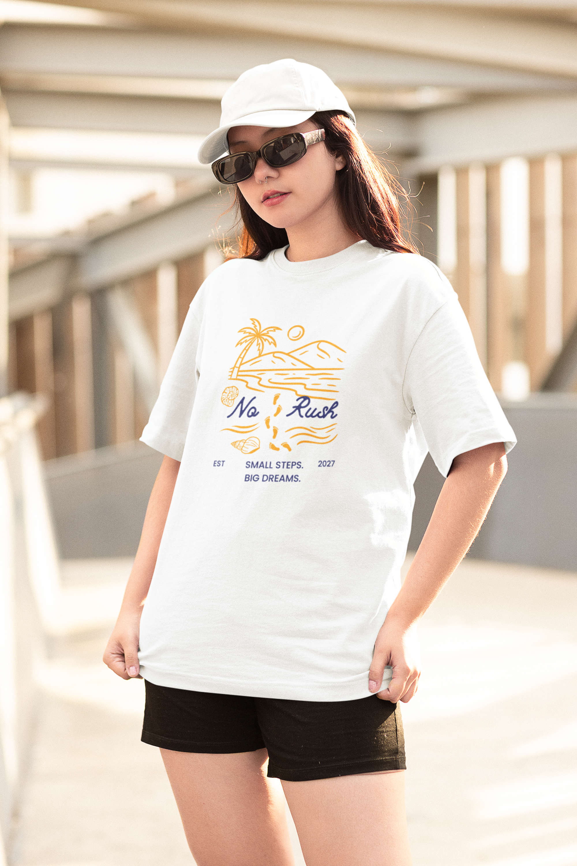 No Rush Oversized Tee - White