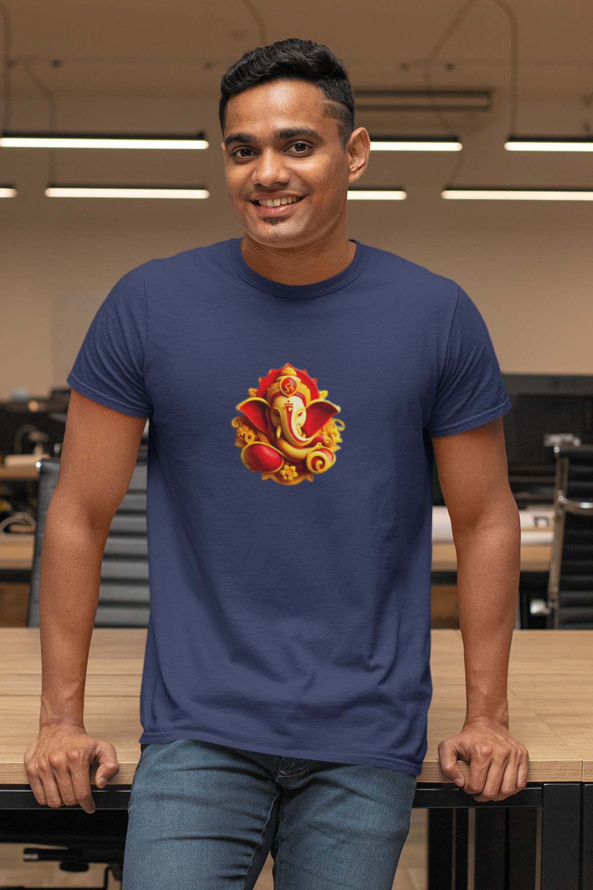3D Ganesha T-Shirt - Royal Blue