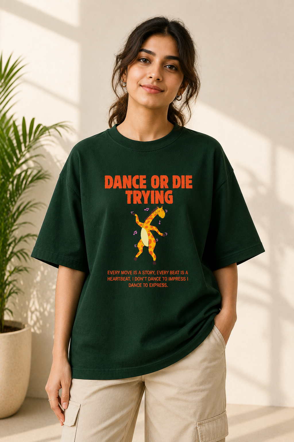 Dance Oversized Tee- Bottle Green