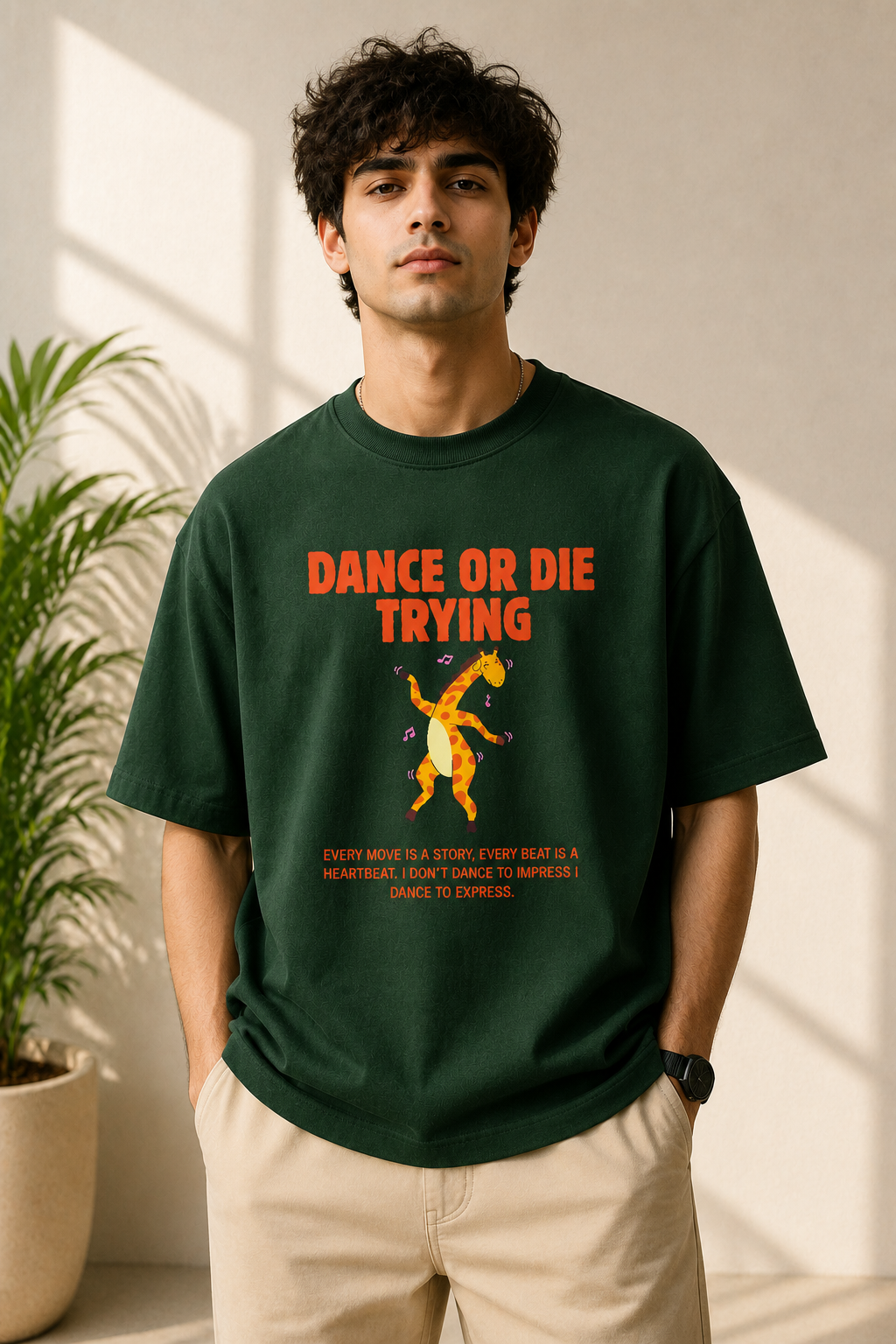 Dance Oversized Tee- Bottle Green
