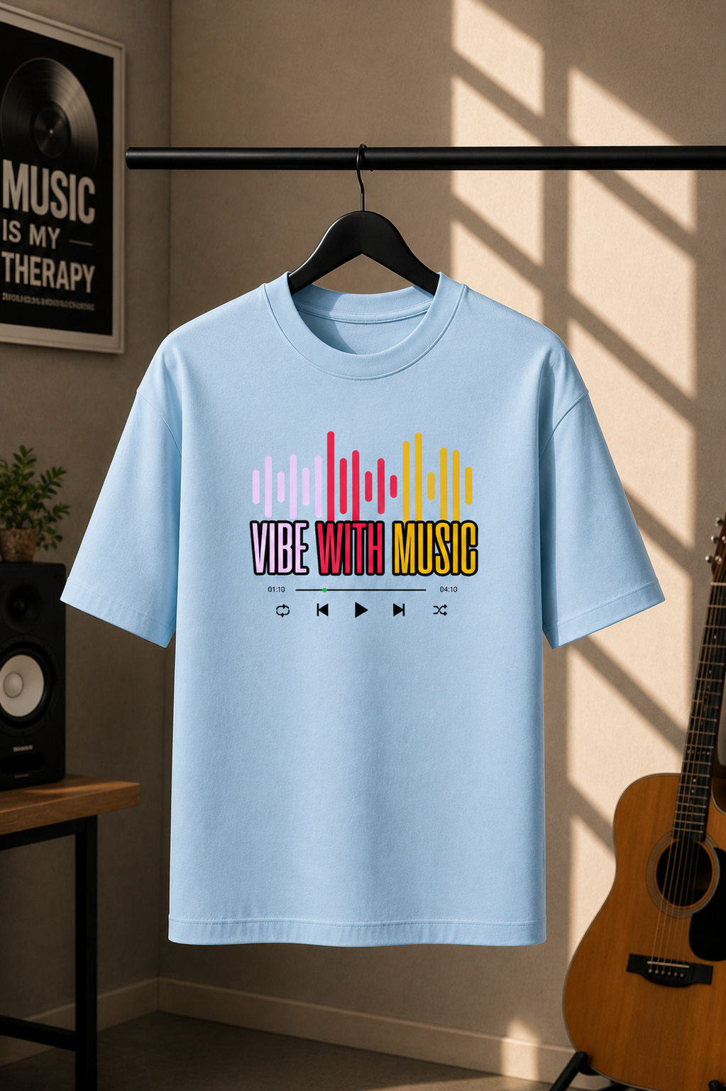 Music Vibe Oversized Tee - Baby Blue