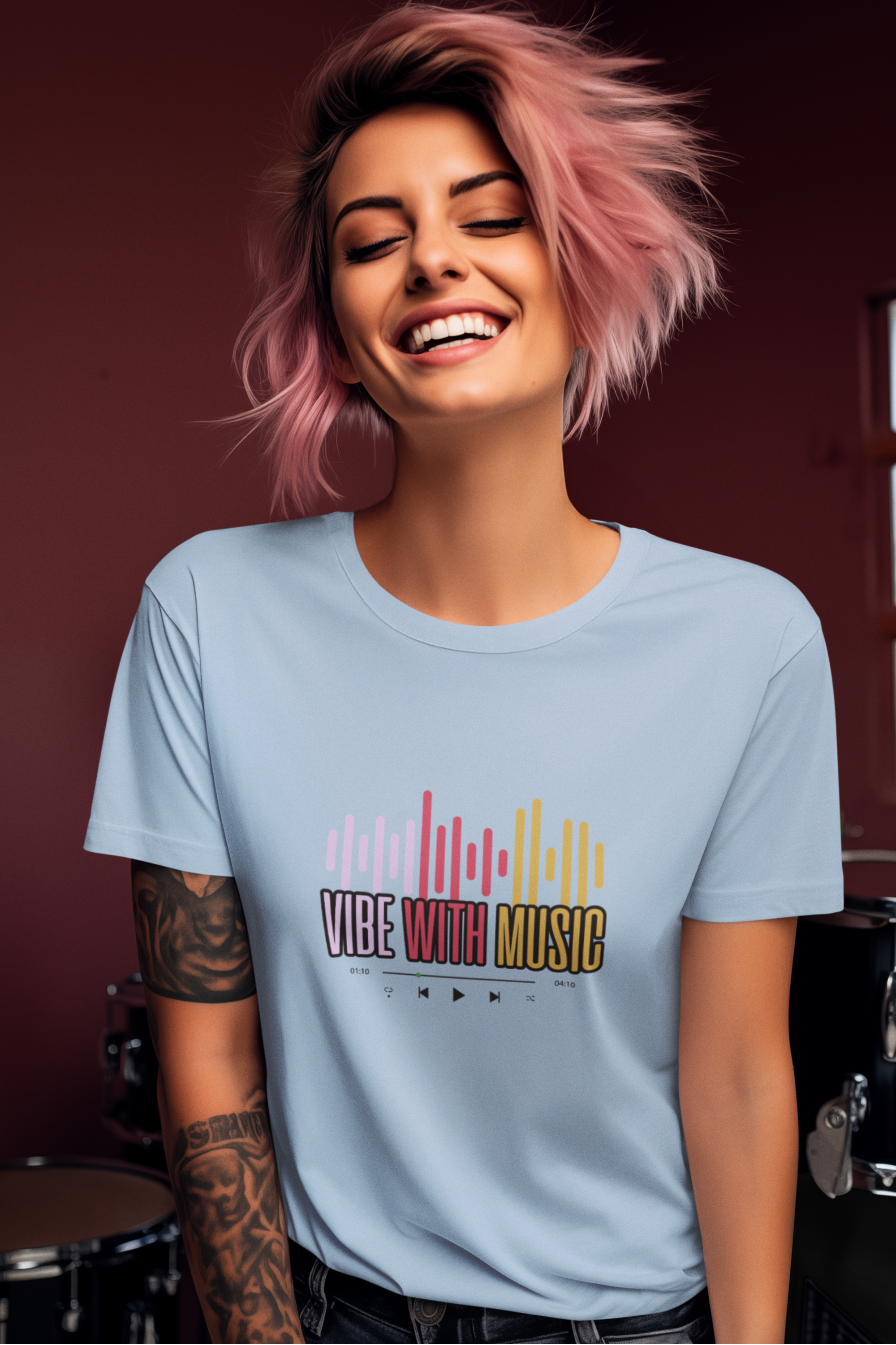 Music Vibe Oversized Tee - Baby Blue