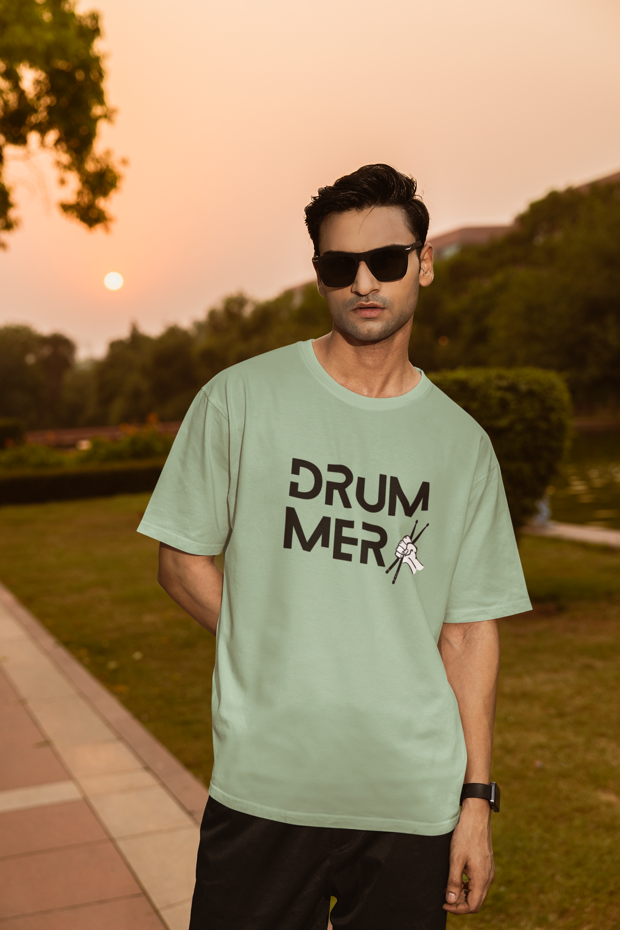Instrument Drum Oversized Tee - Jade