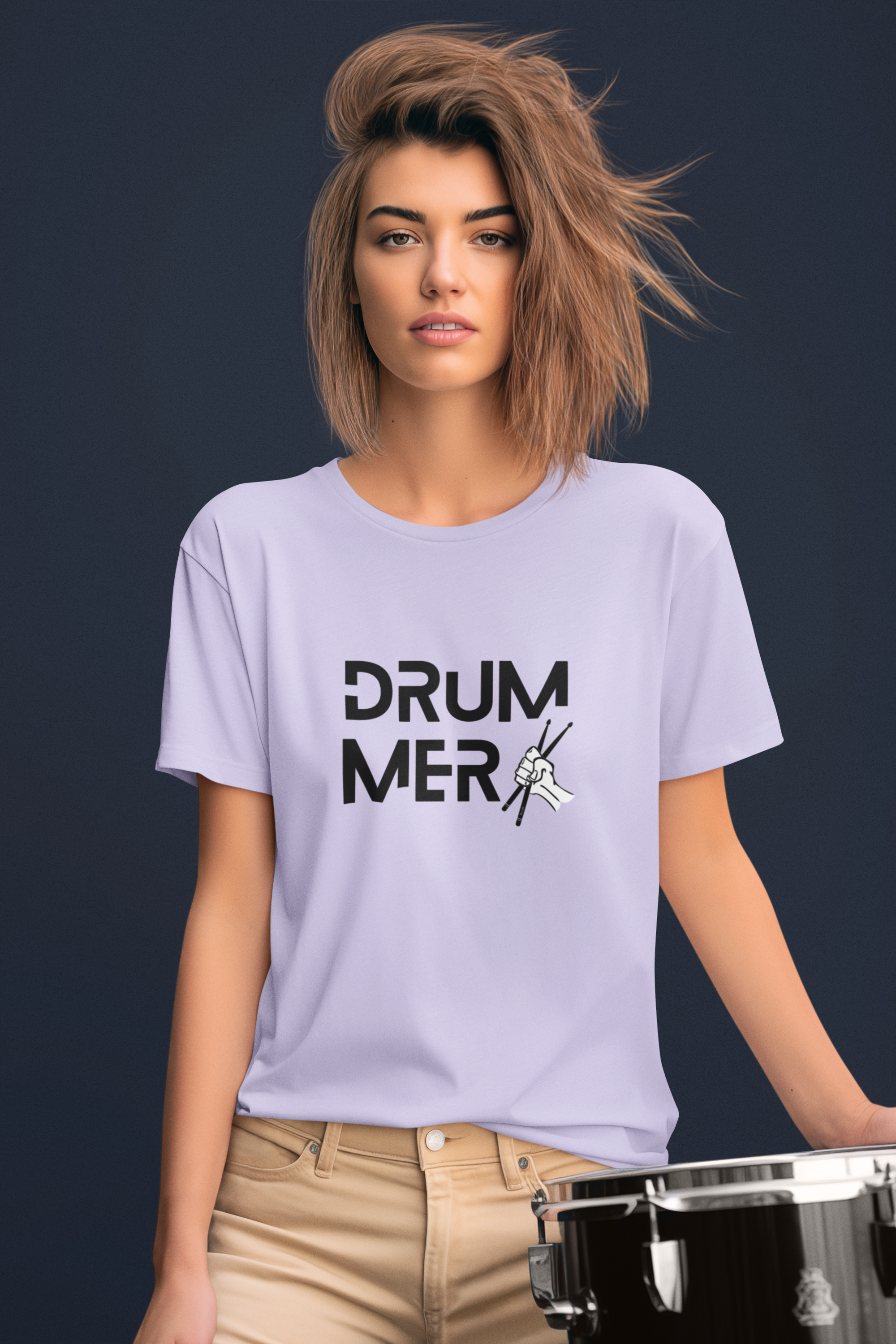 Instrument Drum Oversized Tee- Lavender