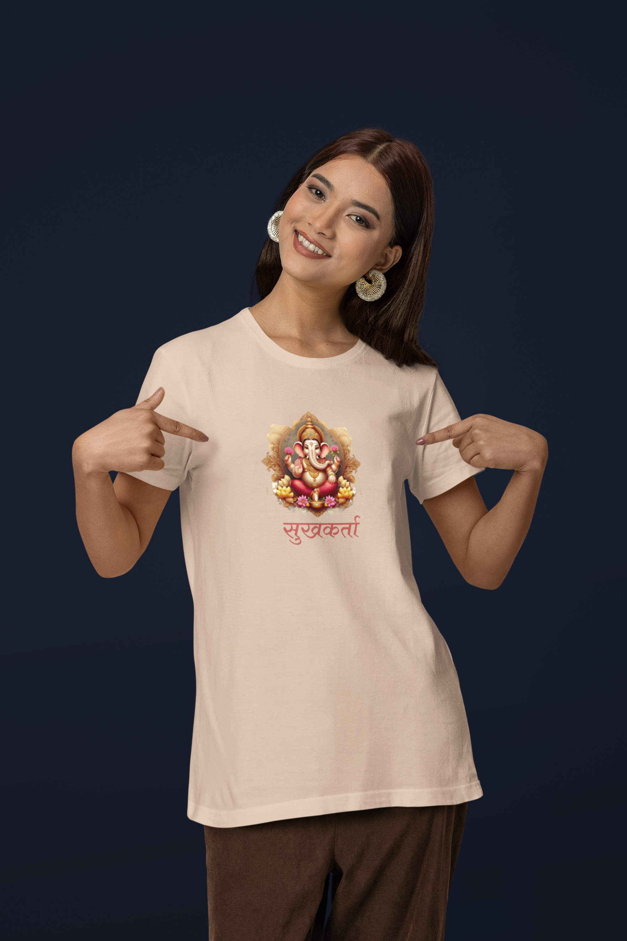 Sukhkarta T-Shirt - Peach