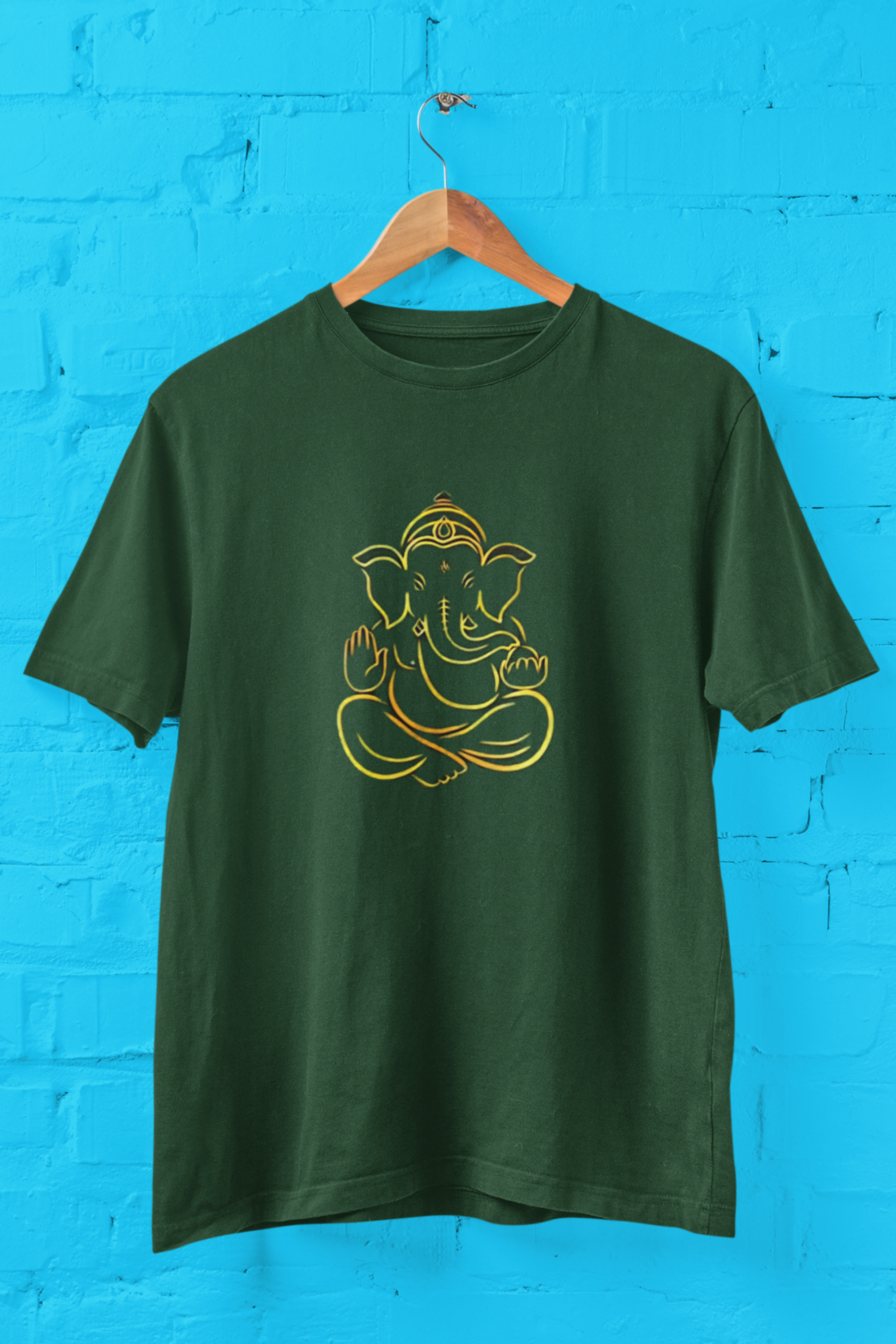 Ganesha Art T-Shirt - Bottle Green
