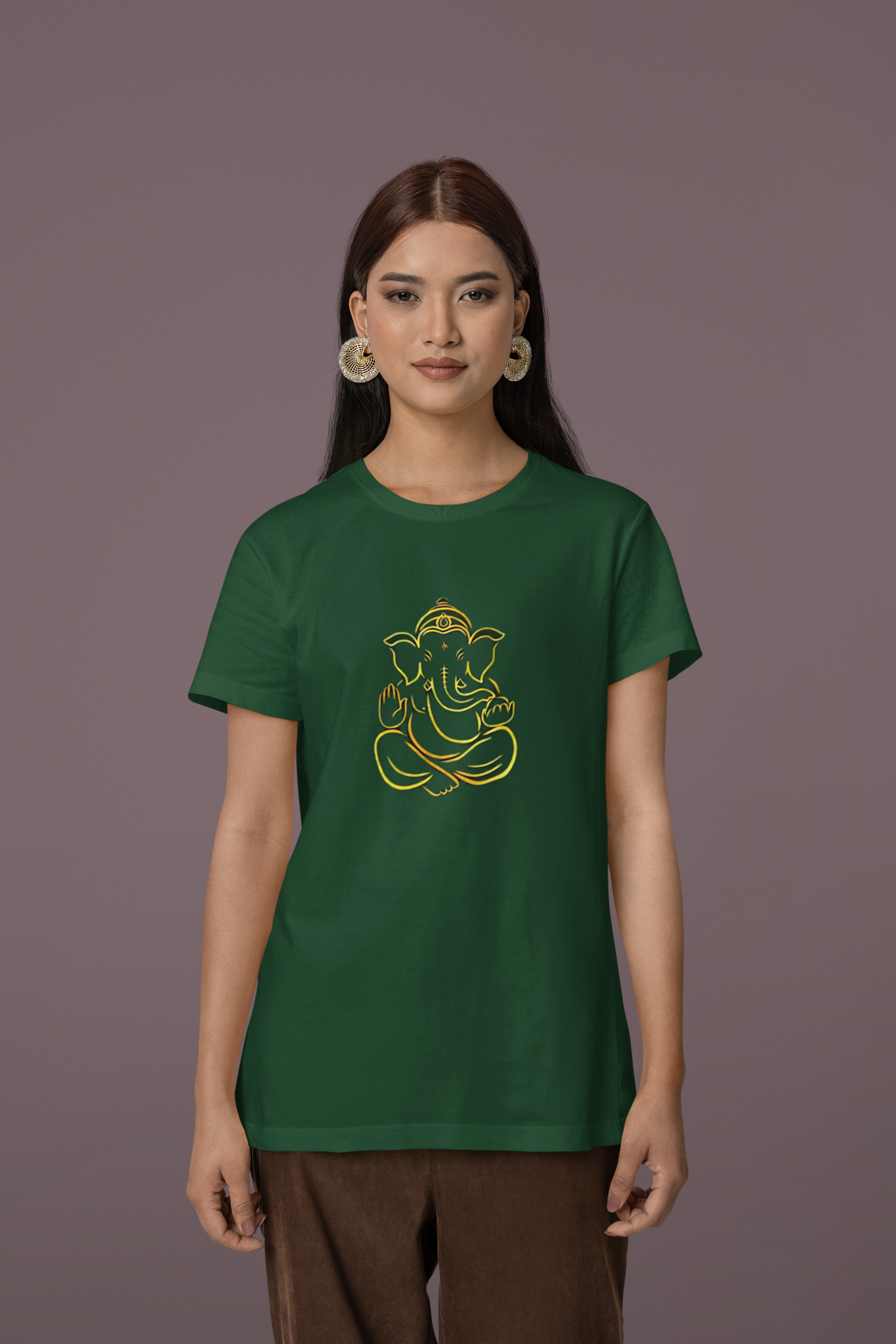 Ganesha Art T-Shirt - Bottle Green