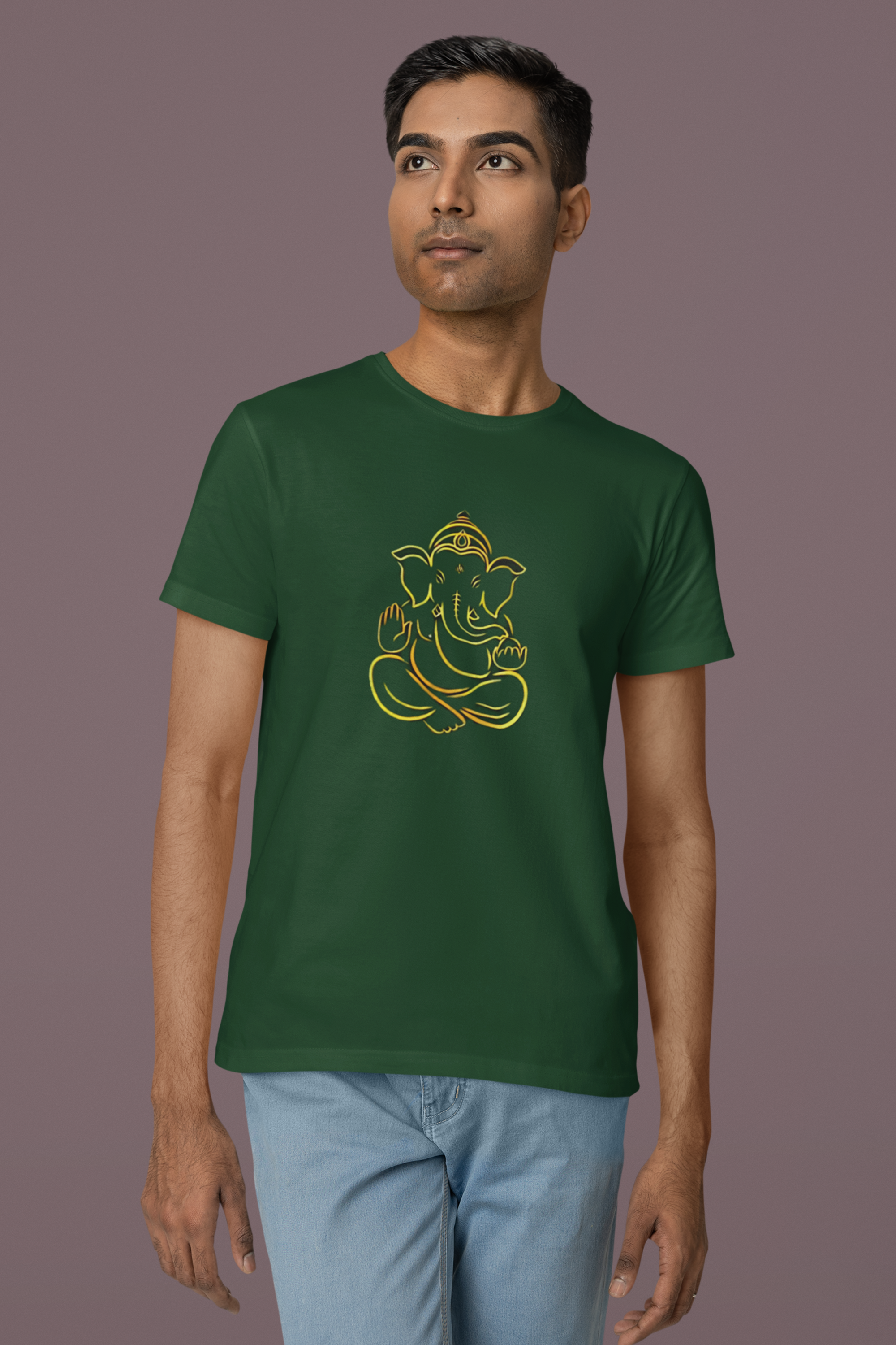 Ganesha Art T-Shirt - Bottle Green