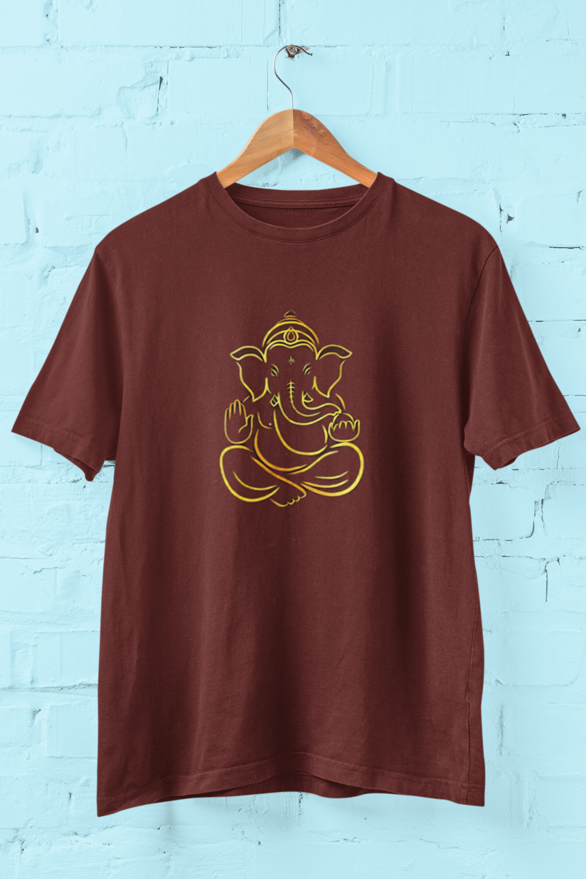 Ganesha Art T-Shirt - Brick Red