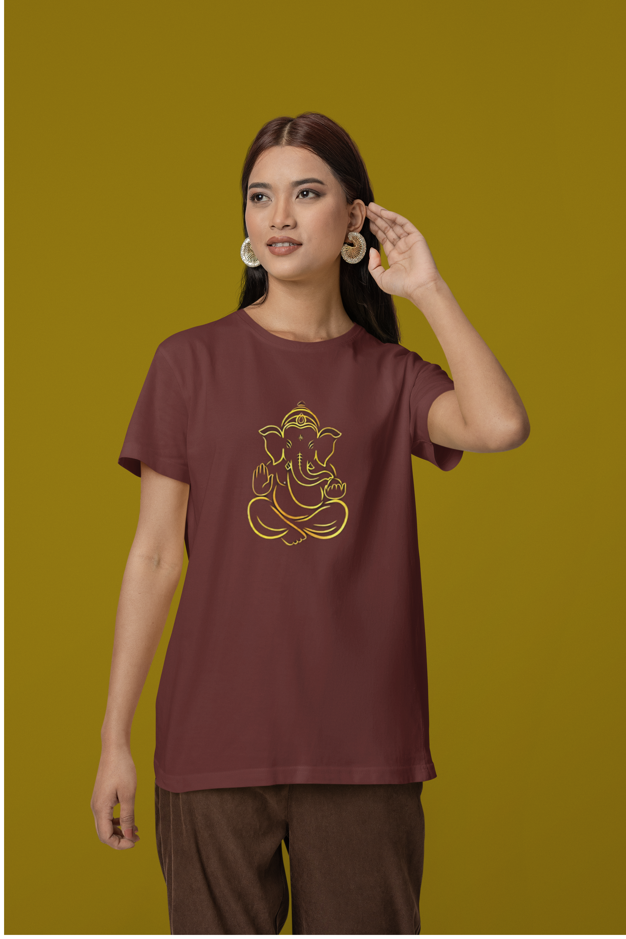 Ganesha Art T-Shirt - Brick Red