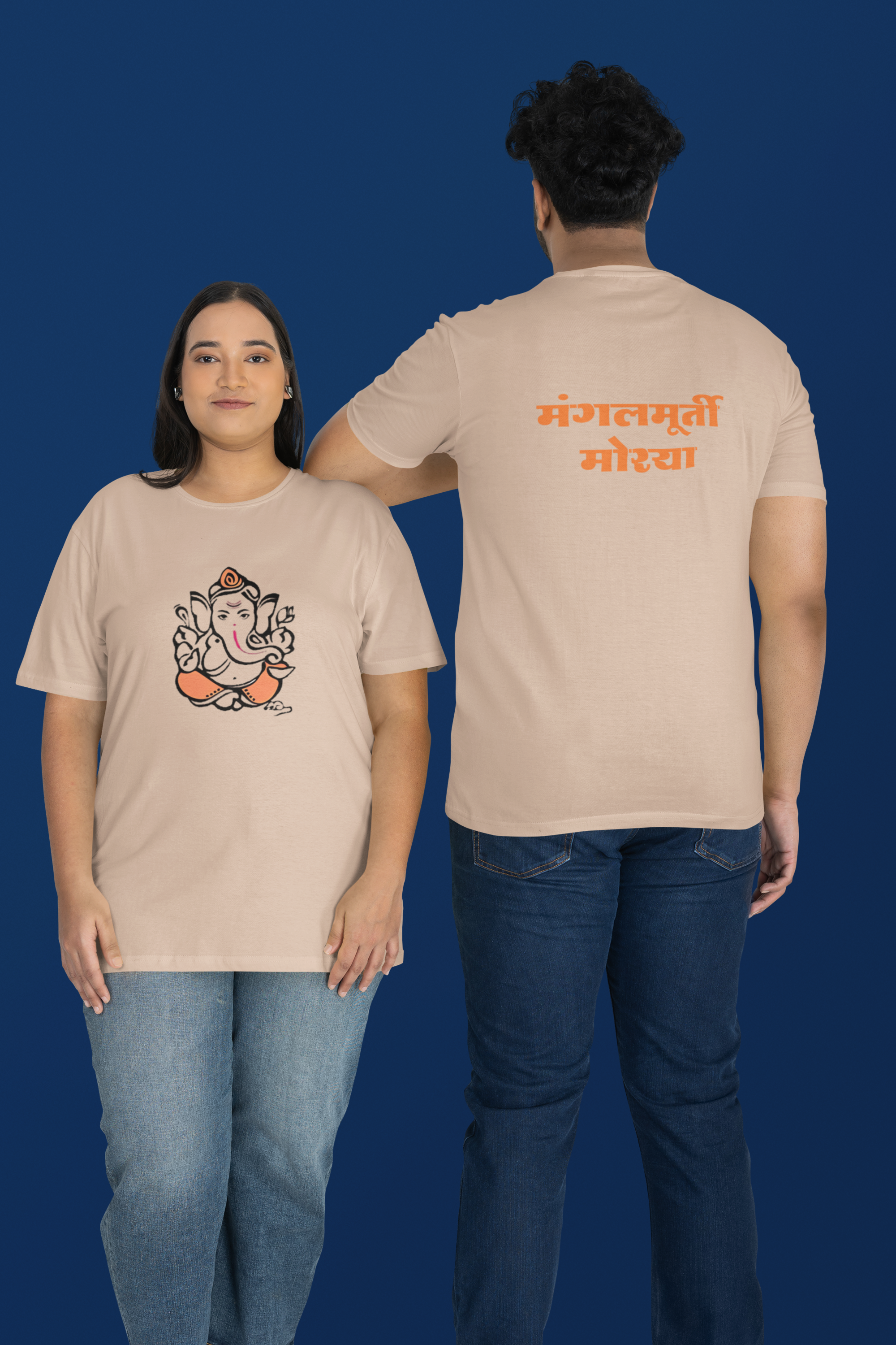 Mangalmurti Morya T-Shirt -Peach