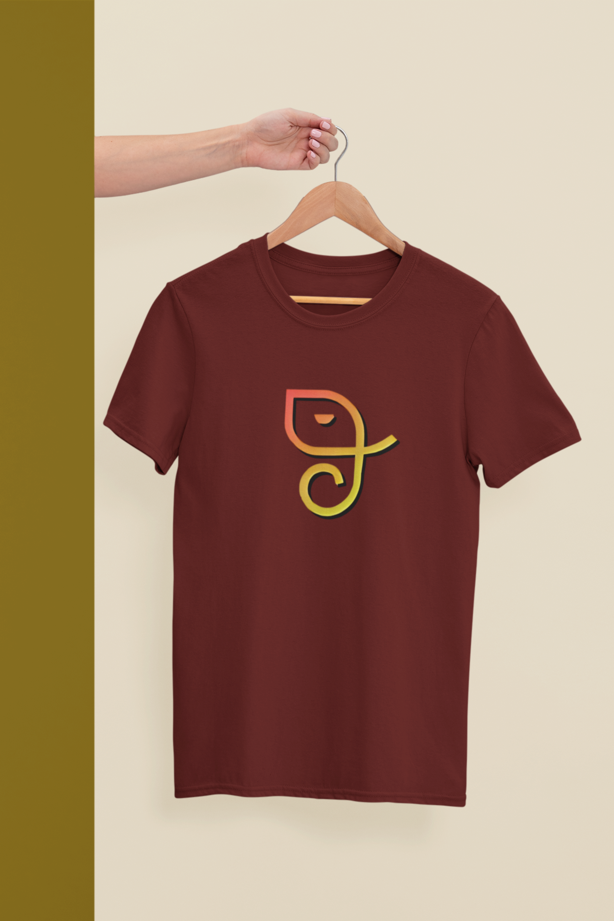Ganesha Art T-Shirt - Brick Red