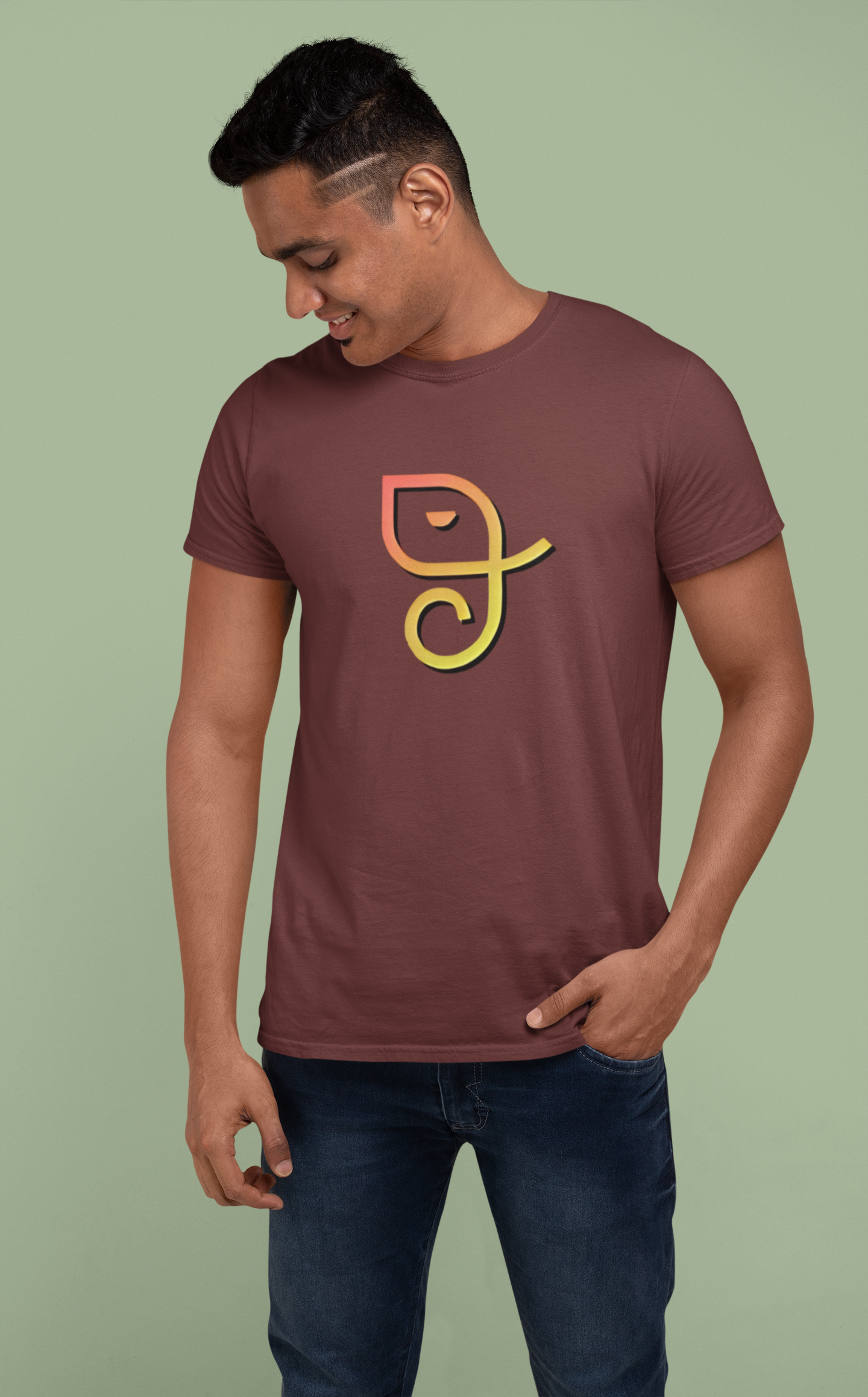 Ganesha Art T-Shirt - Brick Red