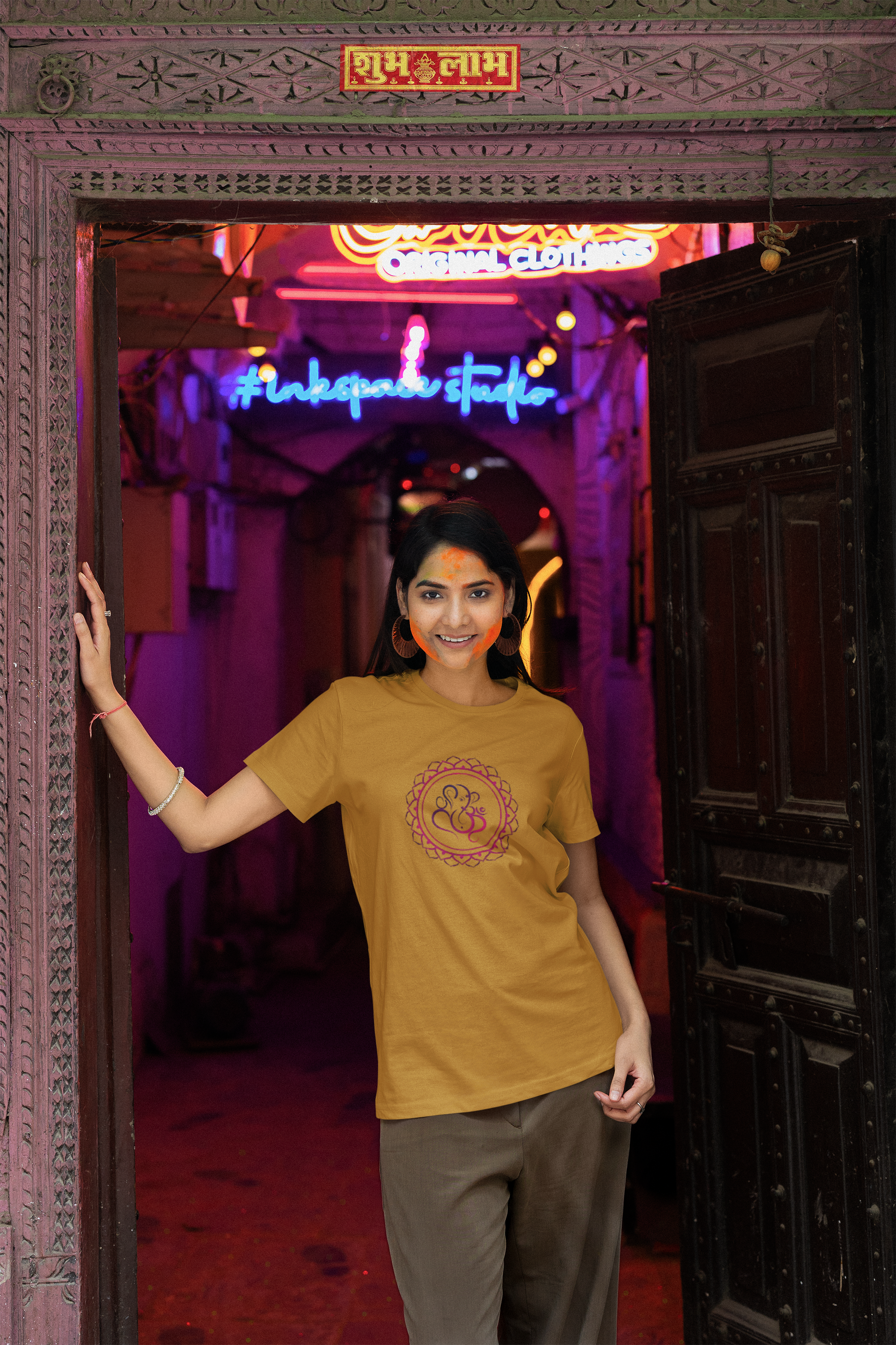 Ganesha Art T-Shirt - Mustard Yellow