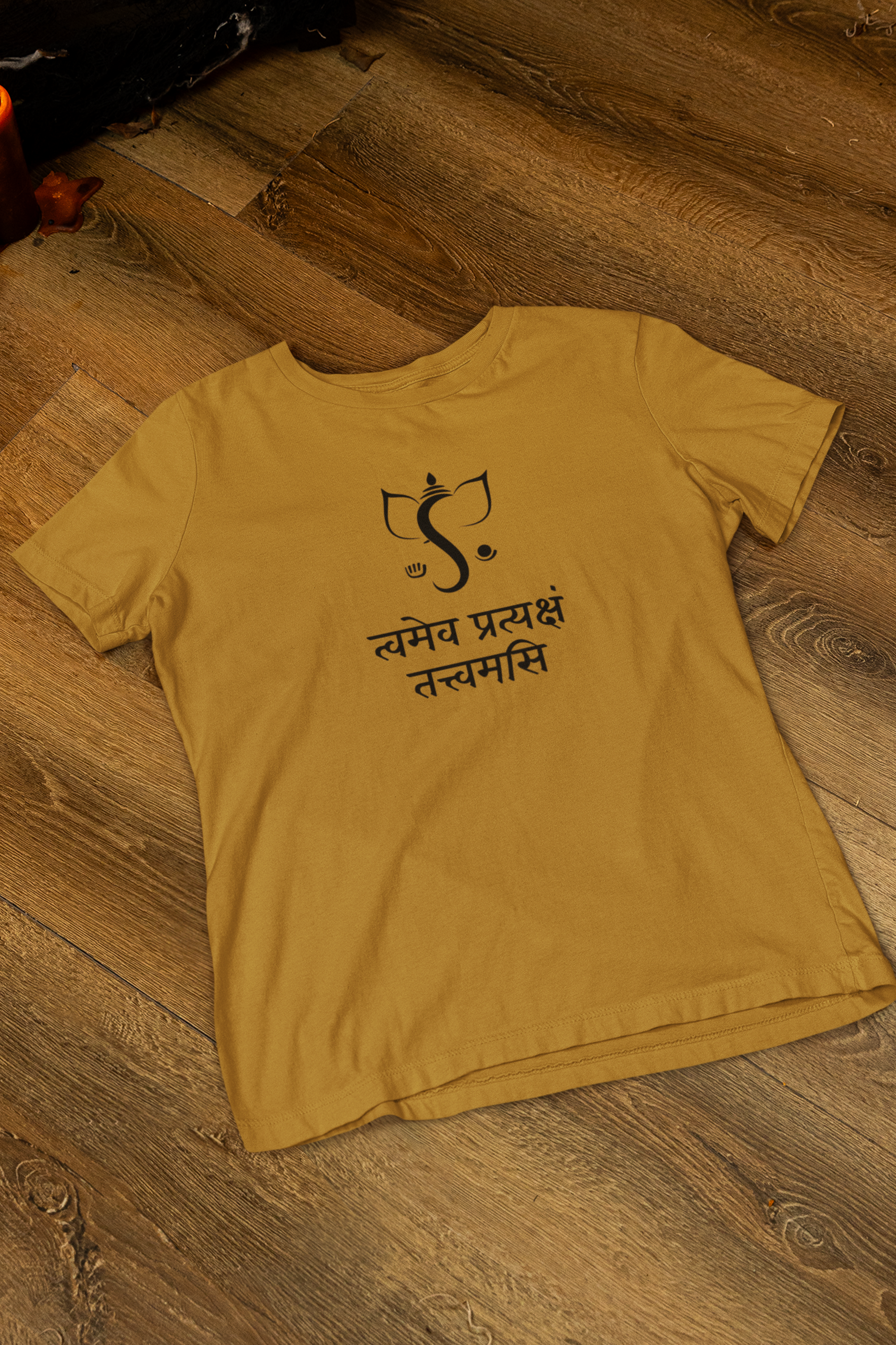 Ganesha Sanskrit T-Shirt-Mustard Yellow