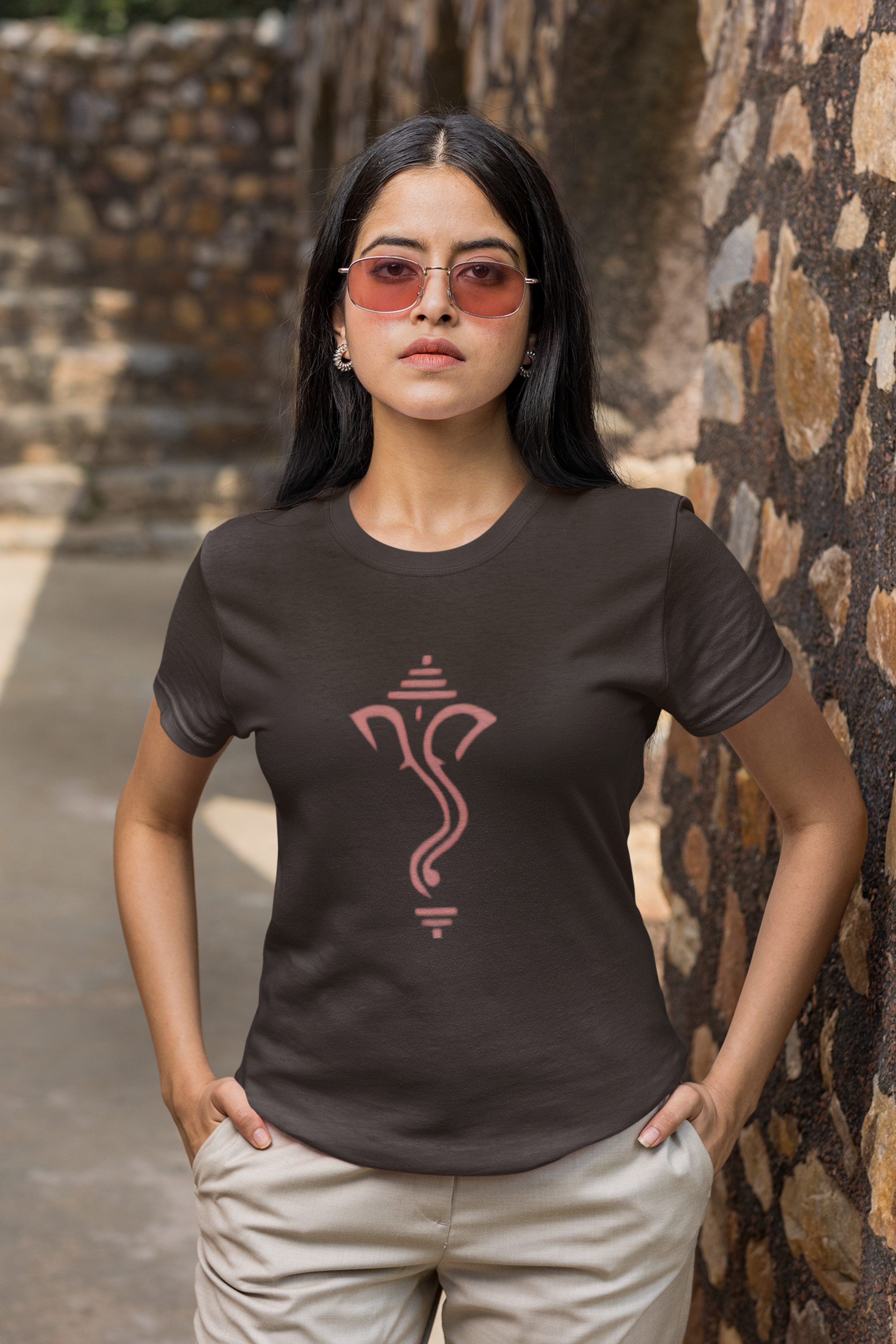 Ganesha Art T-shirt-CoffeeBrown