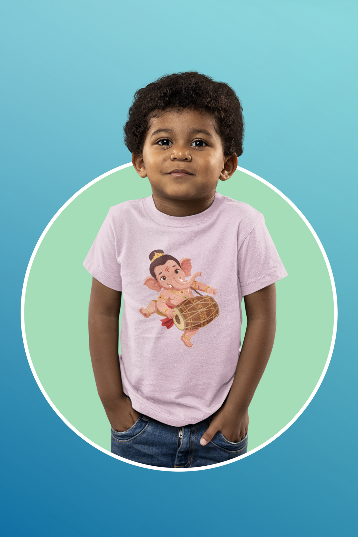 Ganapati T-Shirt (Boys) - Light Baby Pink