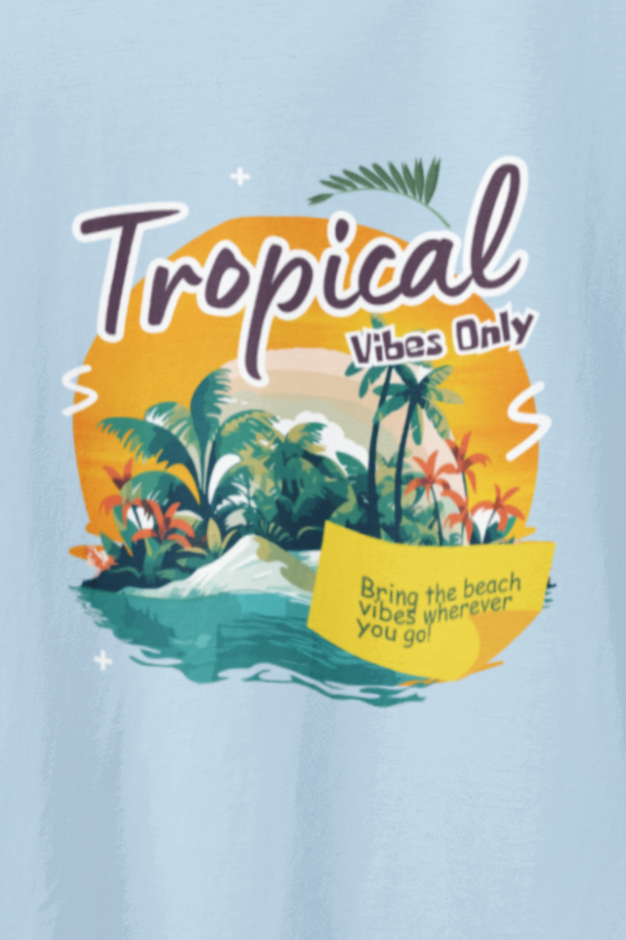 Tropical Oversized Tee - Baby Blue
