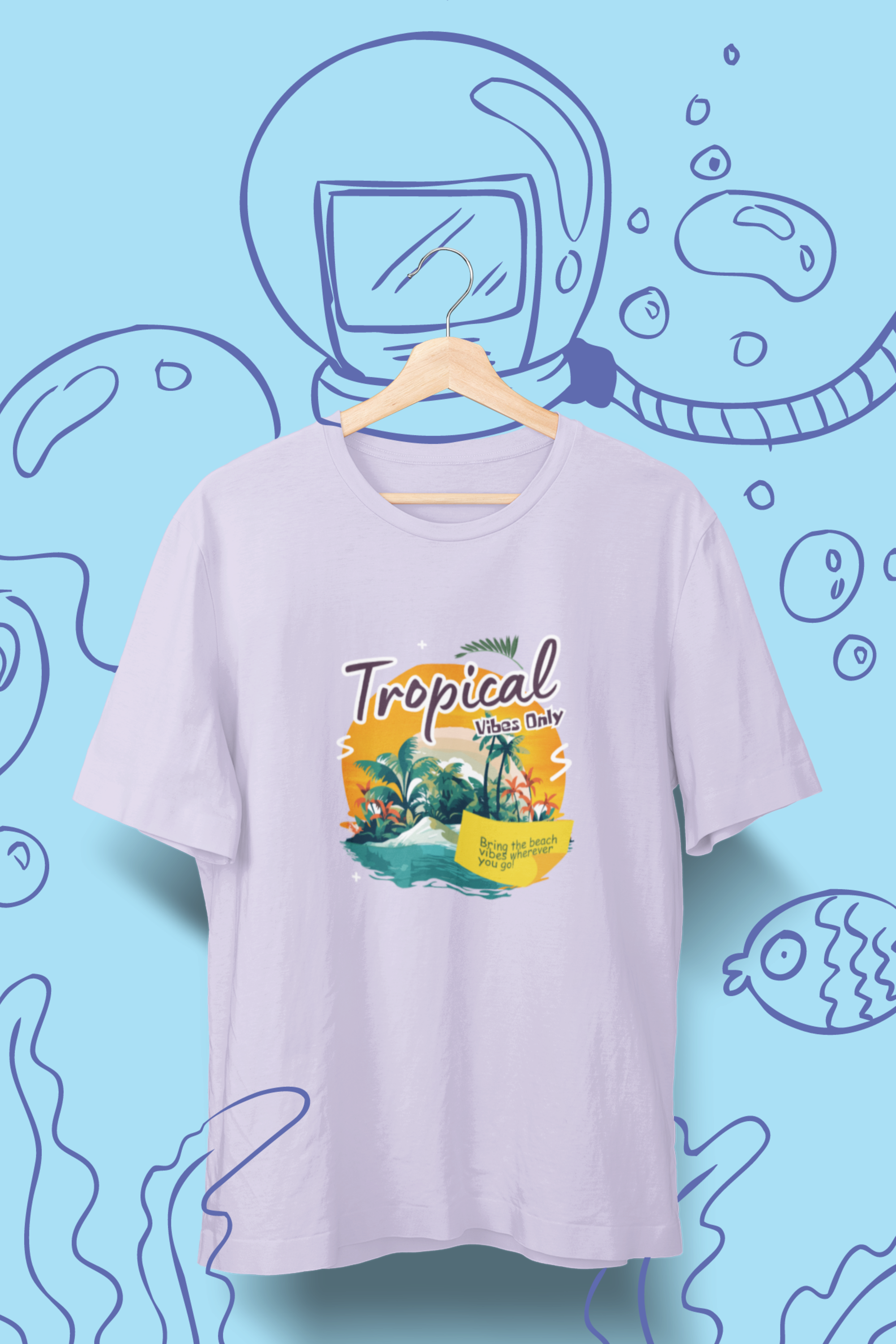 Tropical Oversized Tee - Lavender