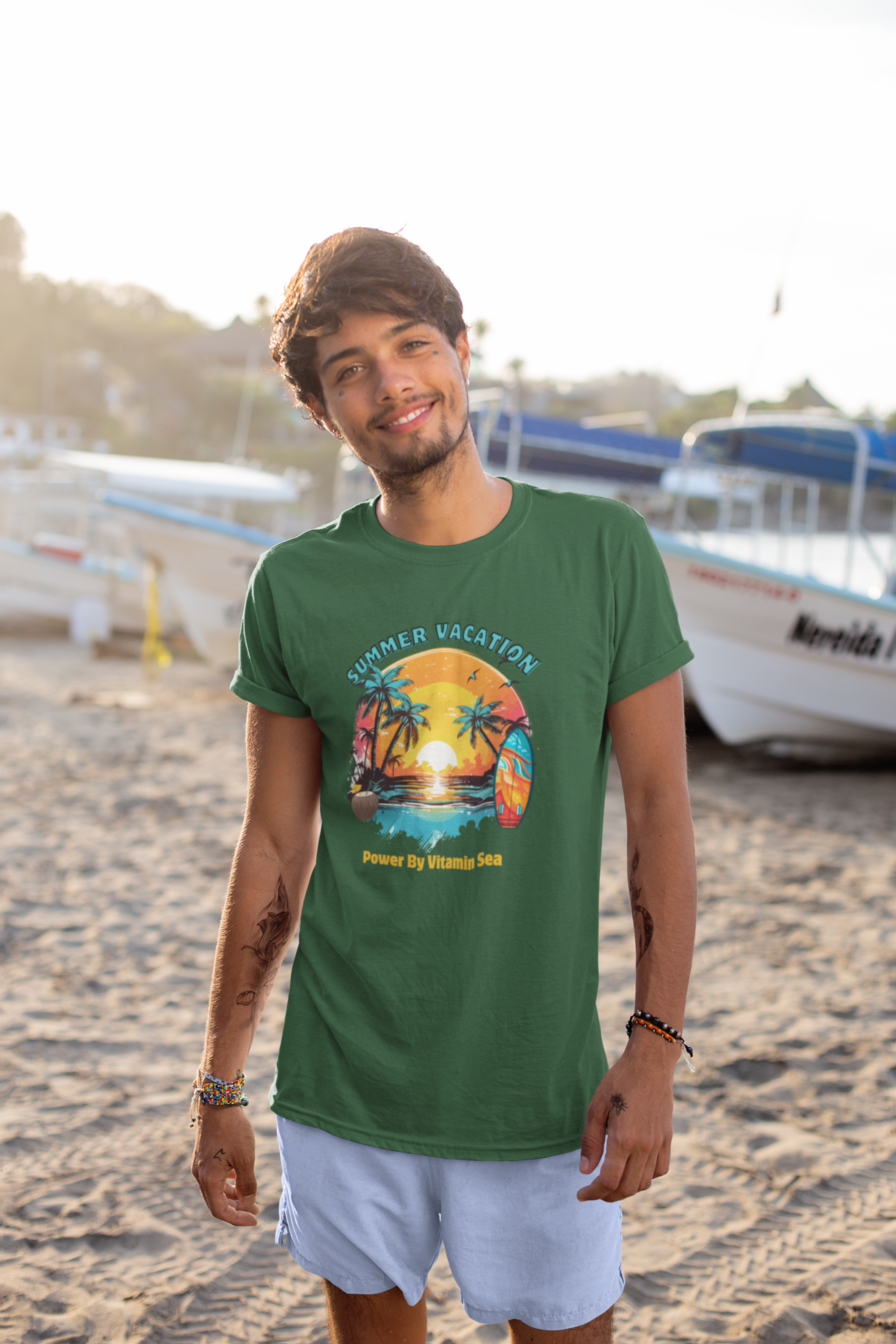 Summer Oversized Tee - Bottle Green