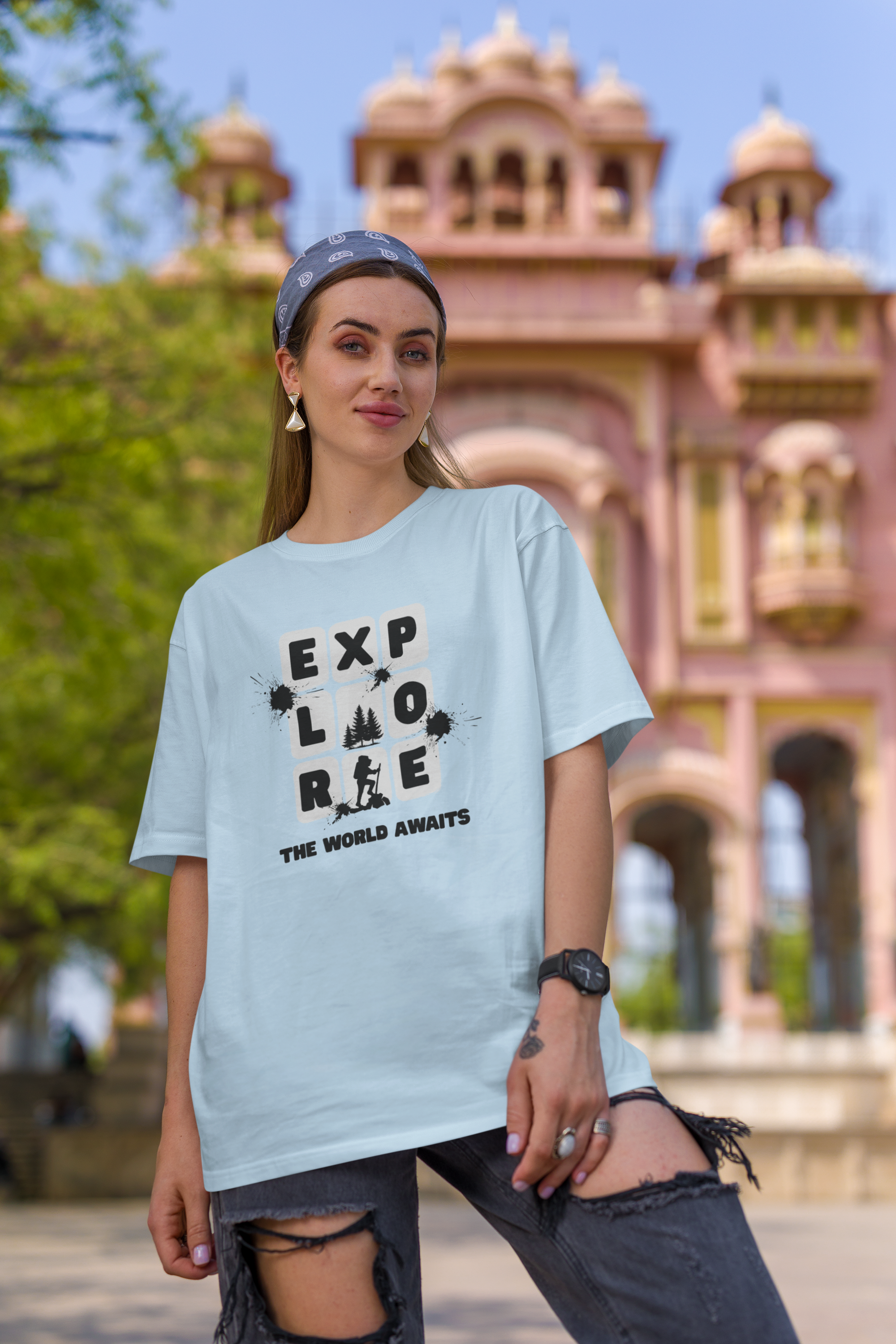 Explorer Oversized Tee - Baby Blue