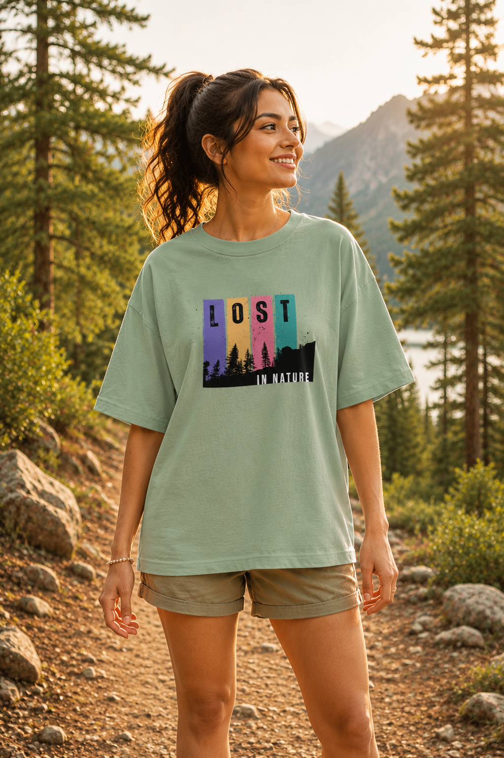 Lost In Nature Oversized Tee - Jade