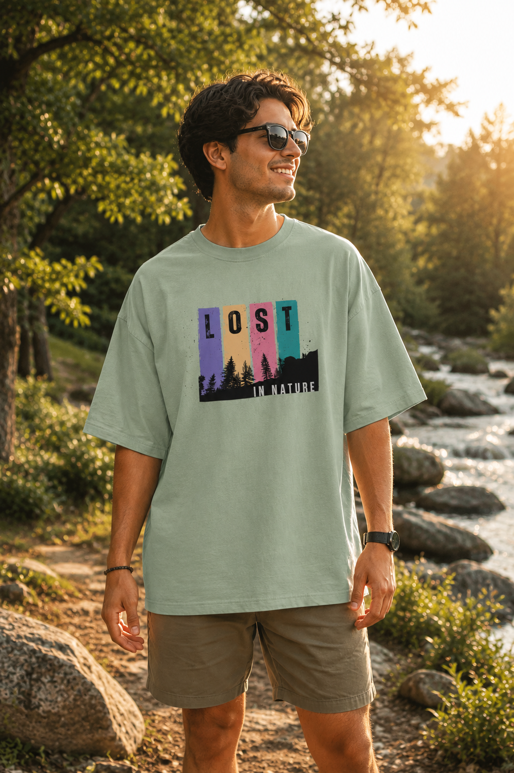 Lost In Nature Oversized Tee - Jade