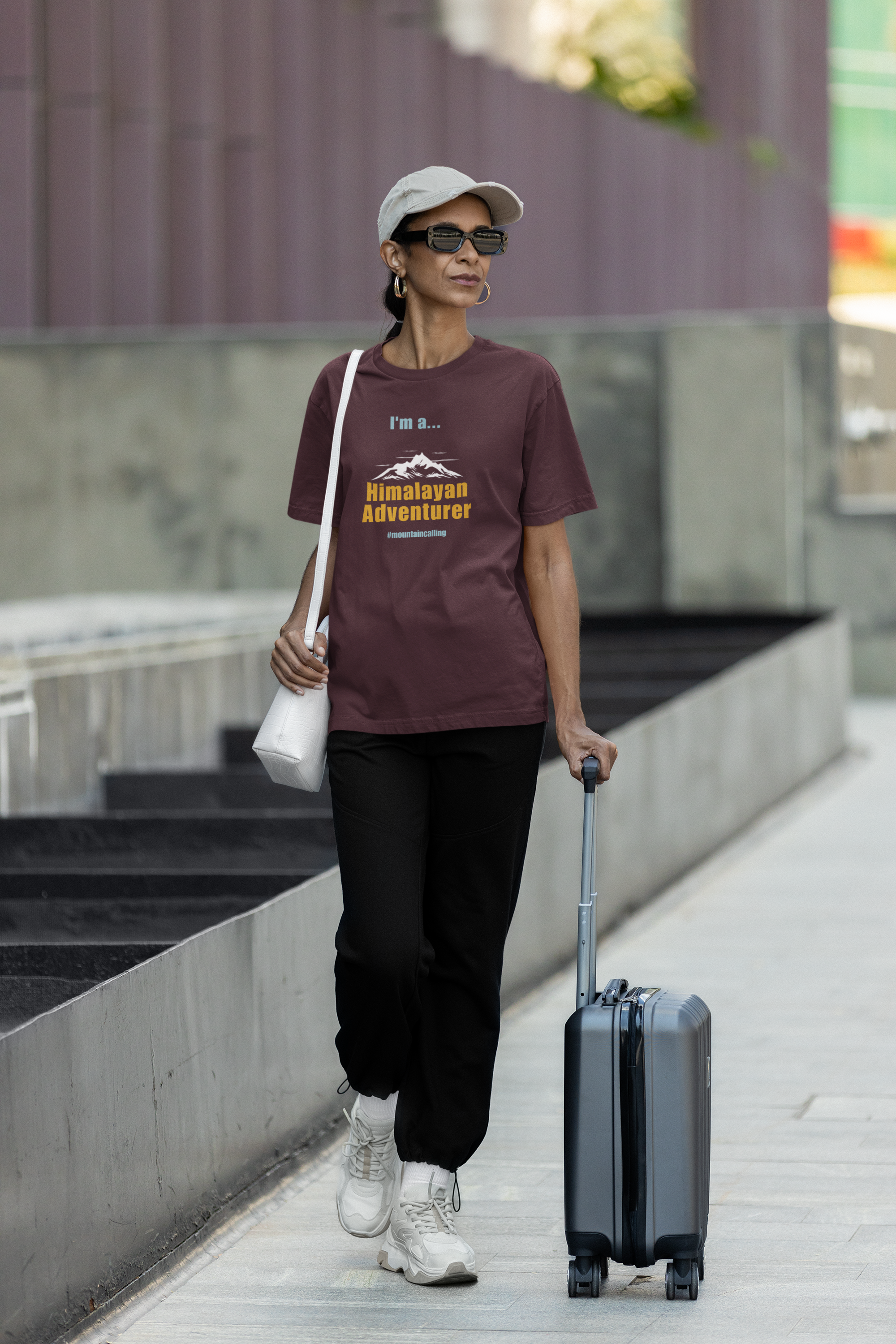Mountain Oversized Tee - Maroon