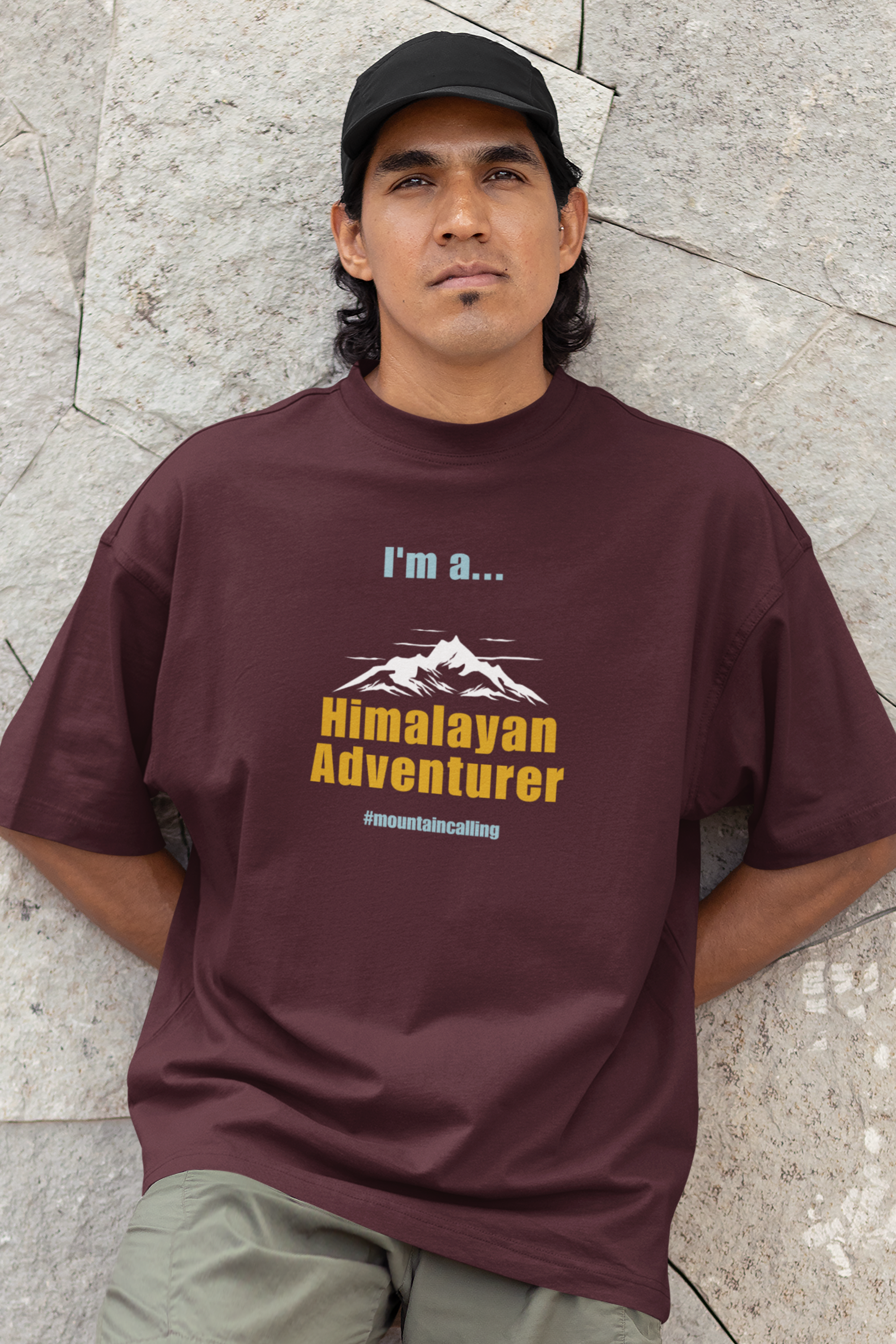 Mountain Oversized Tee - Maroon