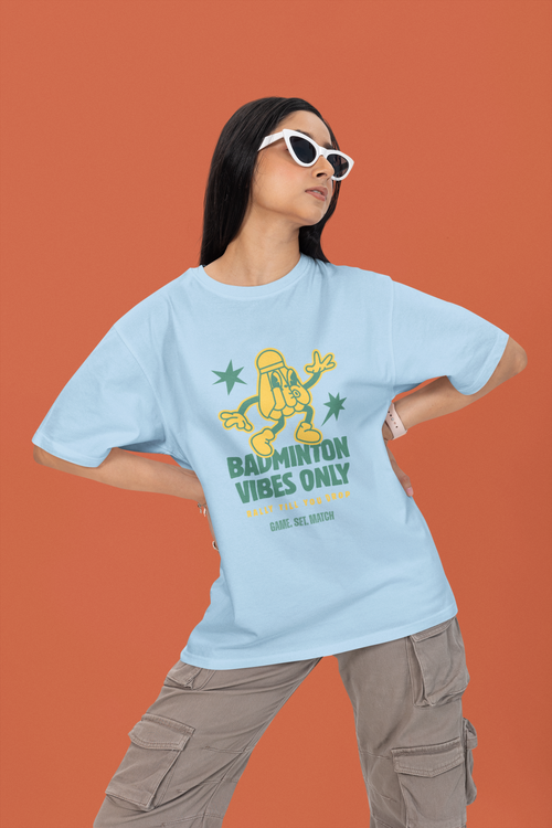Badminton Oversized Tee-Baby Blue