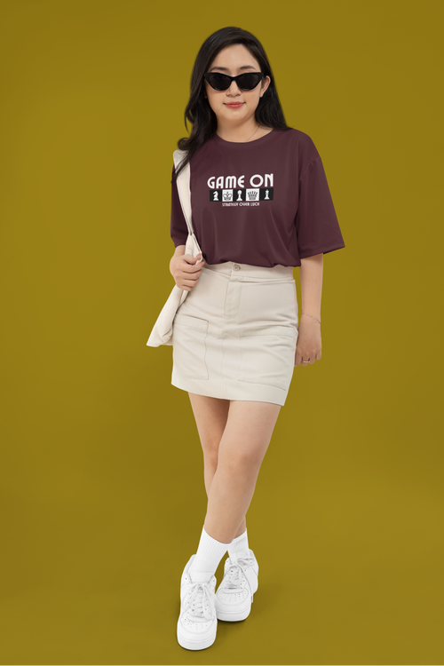 Chess Oversized Tee - Maroon