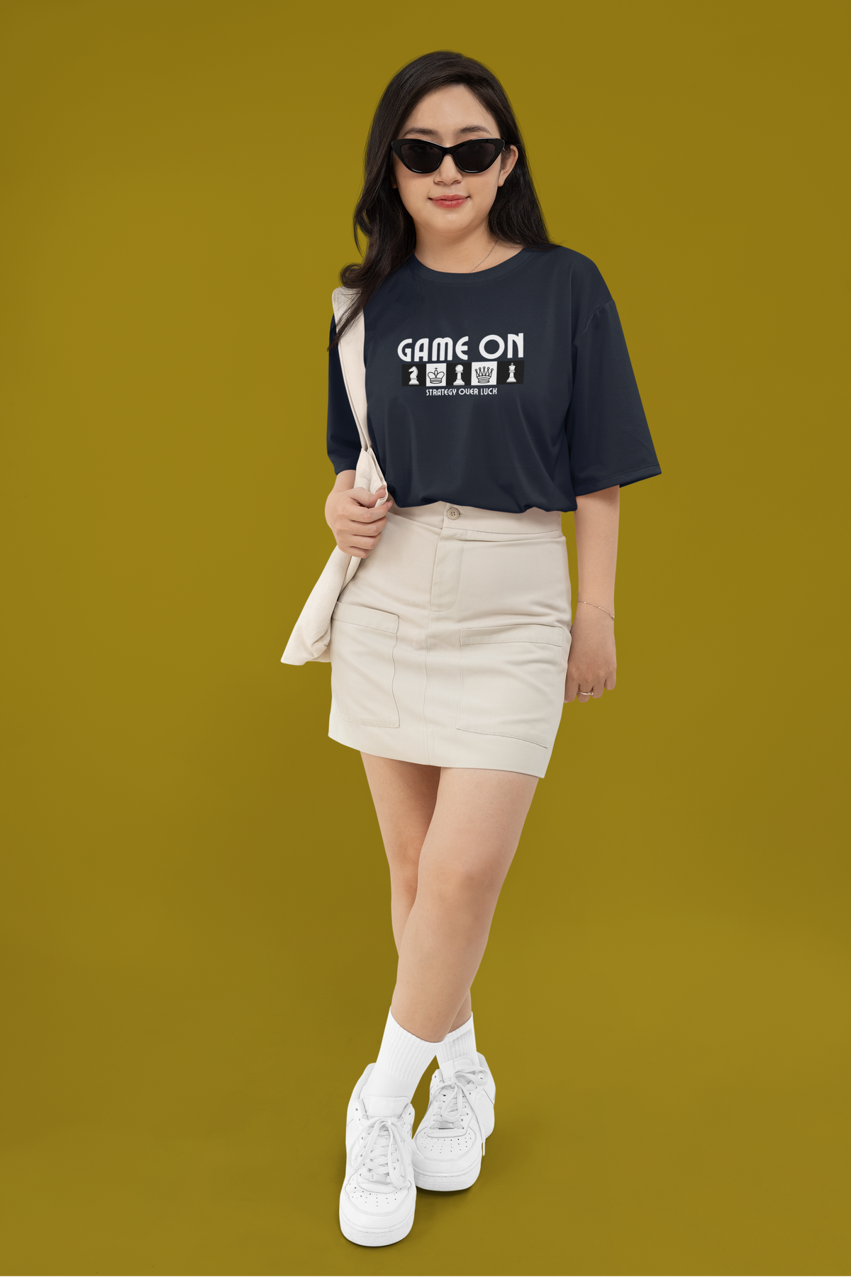 Chess Oversized Tee - Navy Blue