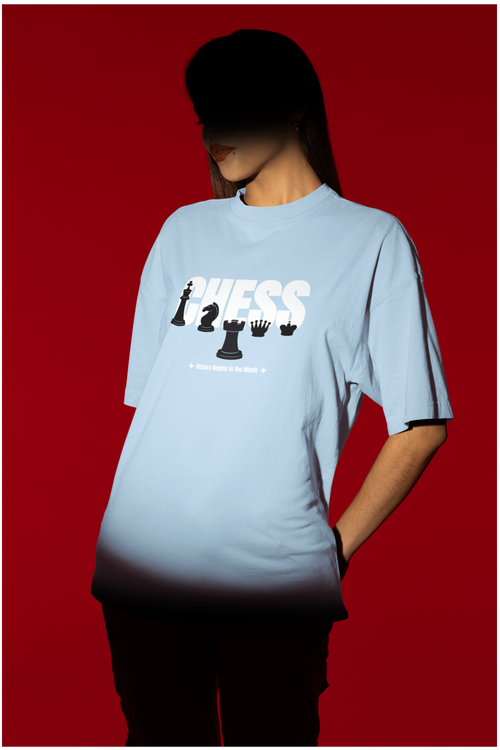Chess Oversized Tee - Baby Blue