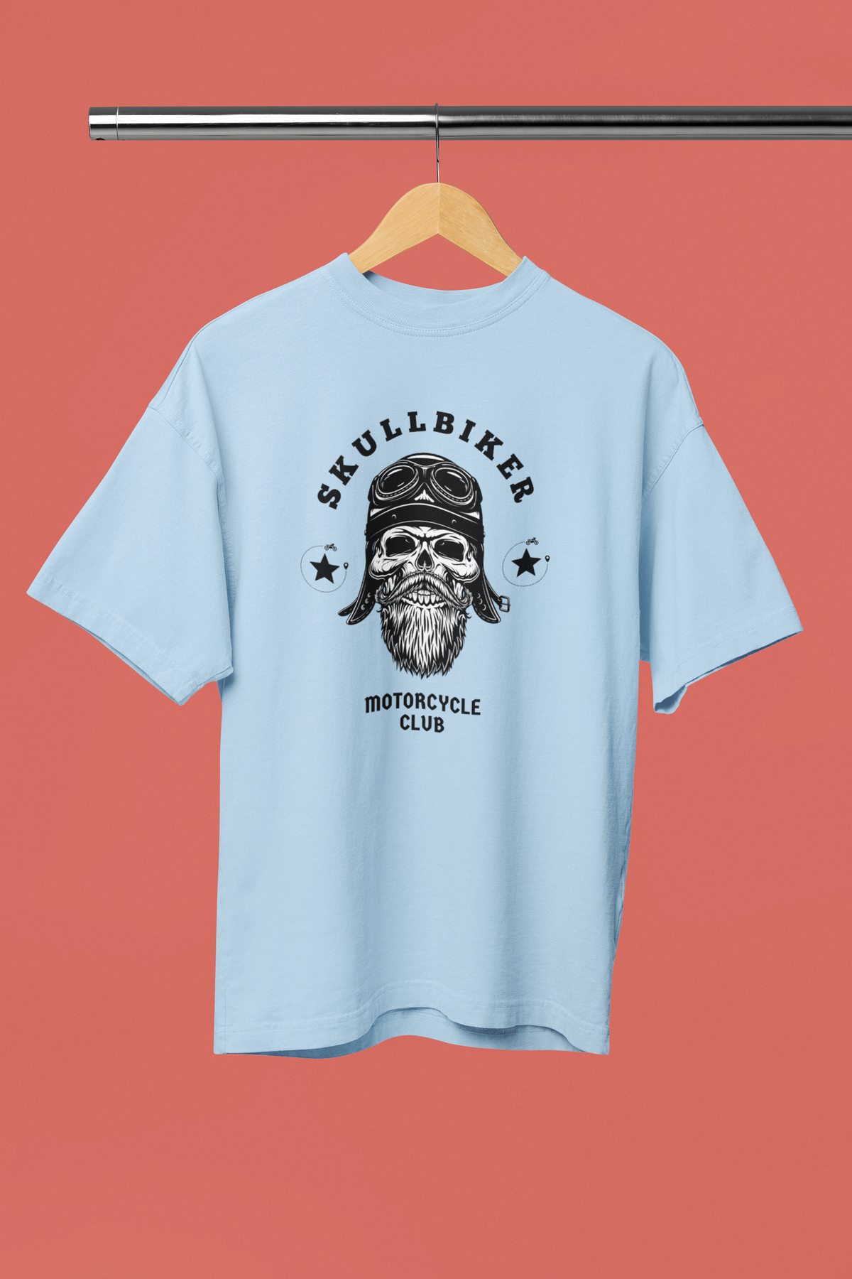 Biker Oversized Tee - Baby Blue