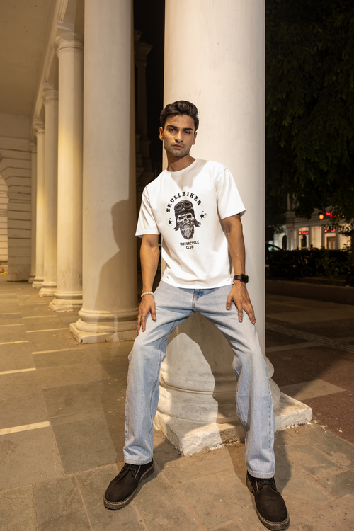 Biker Oversized Tee - White