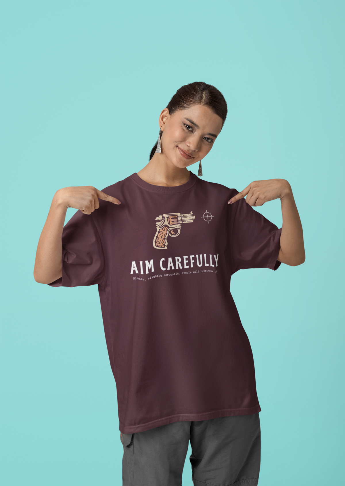 Aim Oversized Tee - Maroon