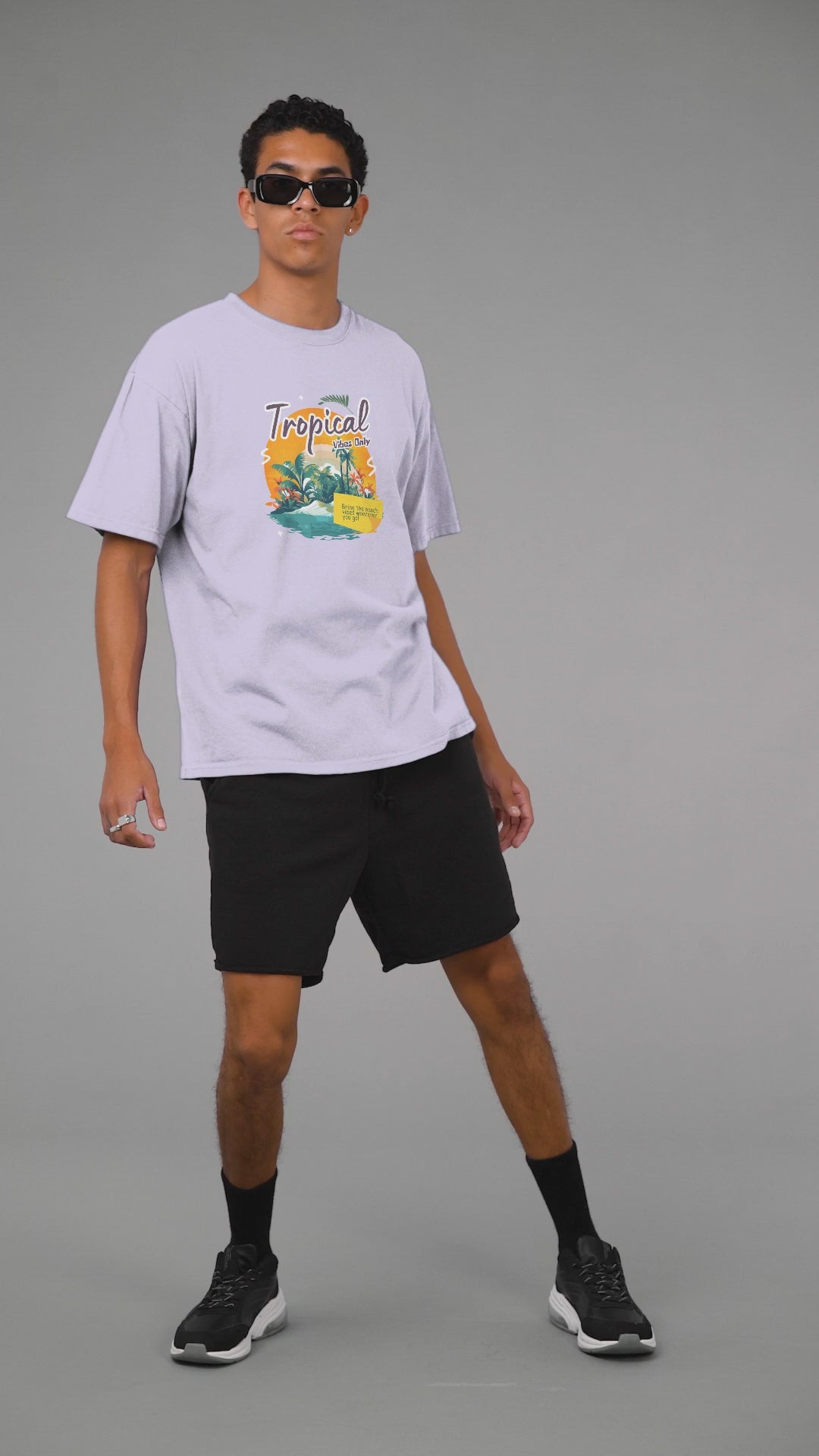 Tropical Oversized Tee - Lavender